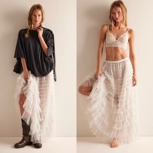 Free People Cream Lace Maxi Skirt